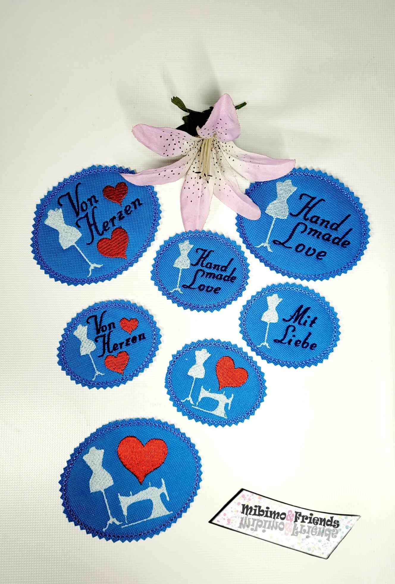 Stickdatei Labels Set 9 Designs in zwei Größen * Alle in 10x10 und kleiner * Handmade - Sewando