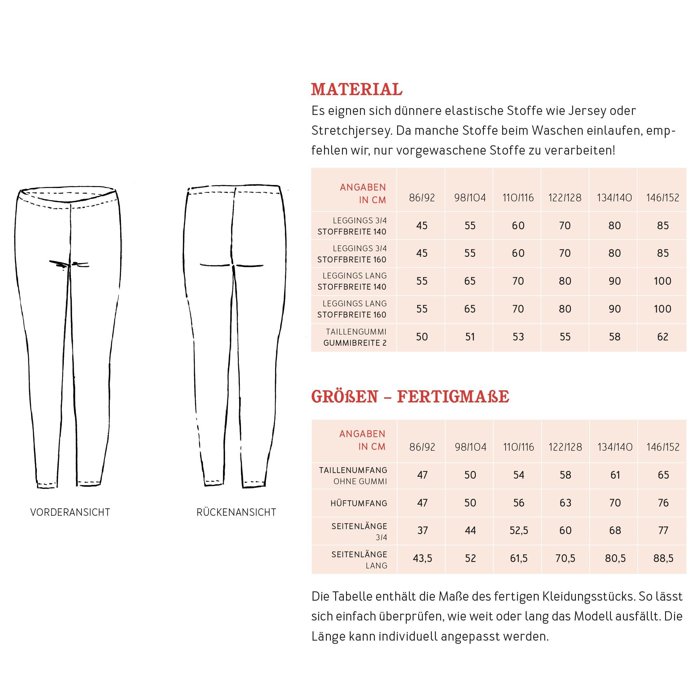 Leggings RIEKE | Schnittmuster Gr. 86-152 - Sewando