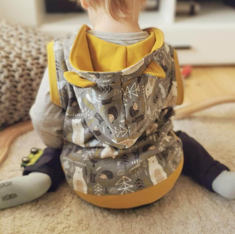 Main CasualVest - Kinderweste mit Kragen / Kapuze und Ohrenoption - Gr. 68-134 - Sewando