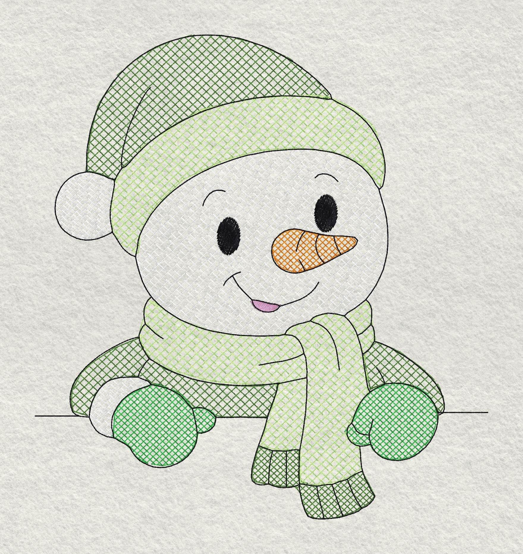 Stickdatei Schneemann und Schneefflocke Set 2593 - Sewando