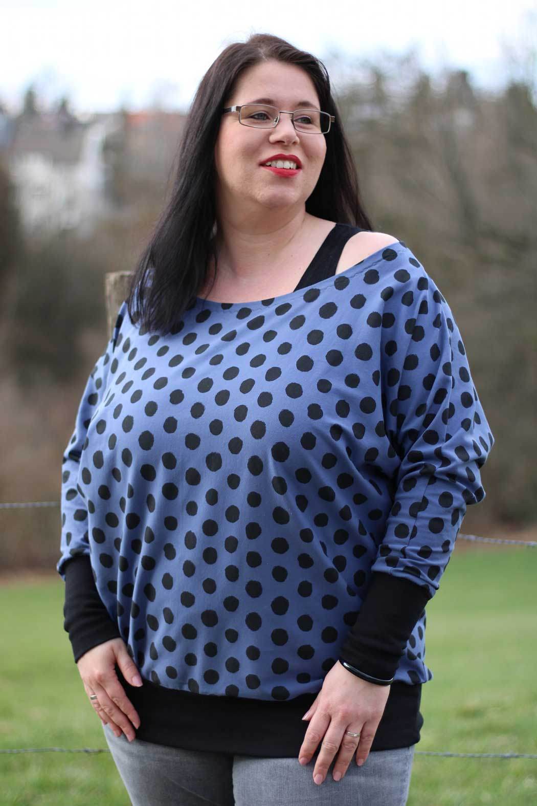 Schnittmuster Kleid, Shirt mit Fledermausärmeln GULA (34-52) : - Sewando