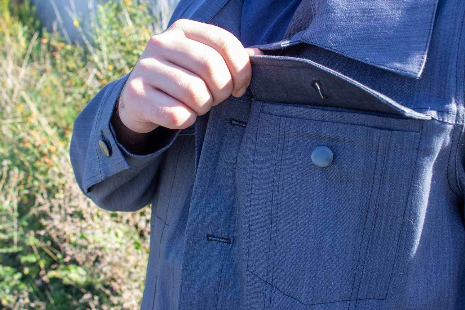 Schnittmuster Jeansjacke „Knopf und Kragen“ Herren Gr. 44 - 64 : - Sewando