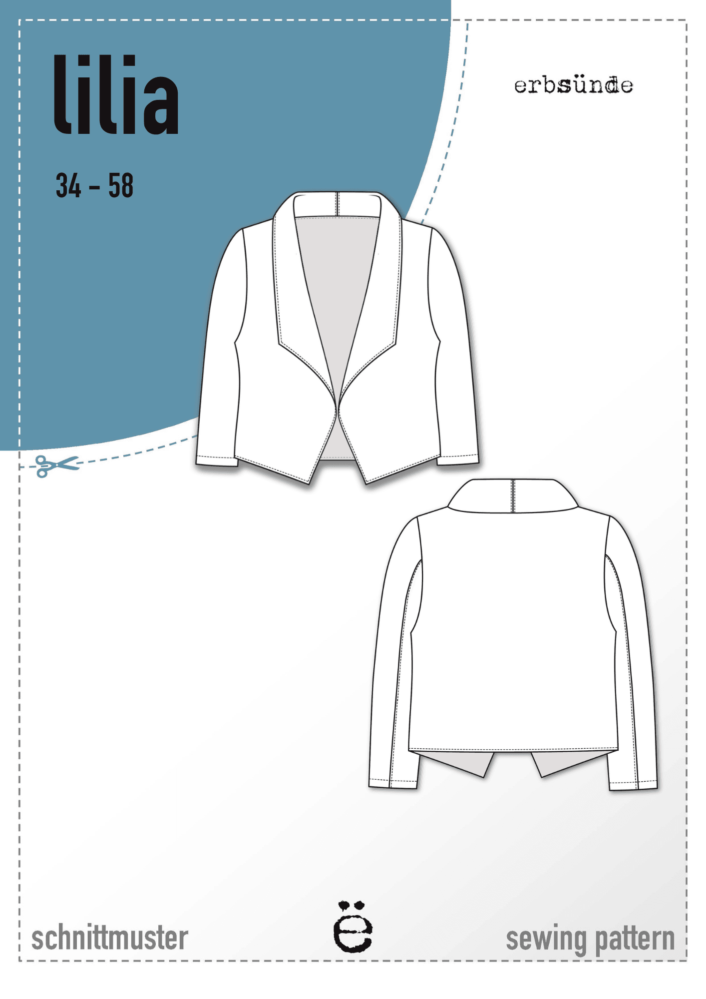Schnittmuster kurzer Jersey Blazer LILIA (34-58) - Sewando