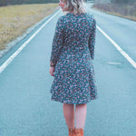 Schnittmuster Kleid mit ausgestelltem Rockteil PETROLINA (32-56) : - Sewando