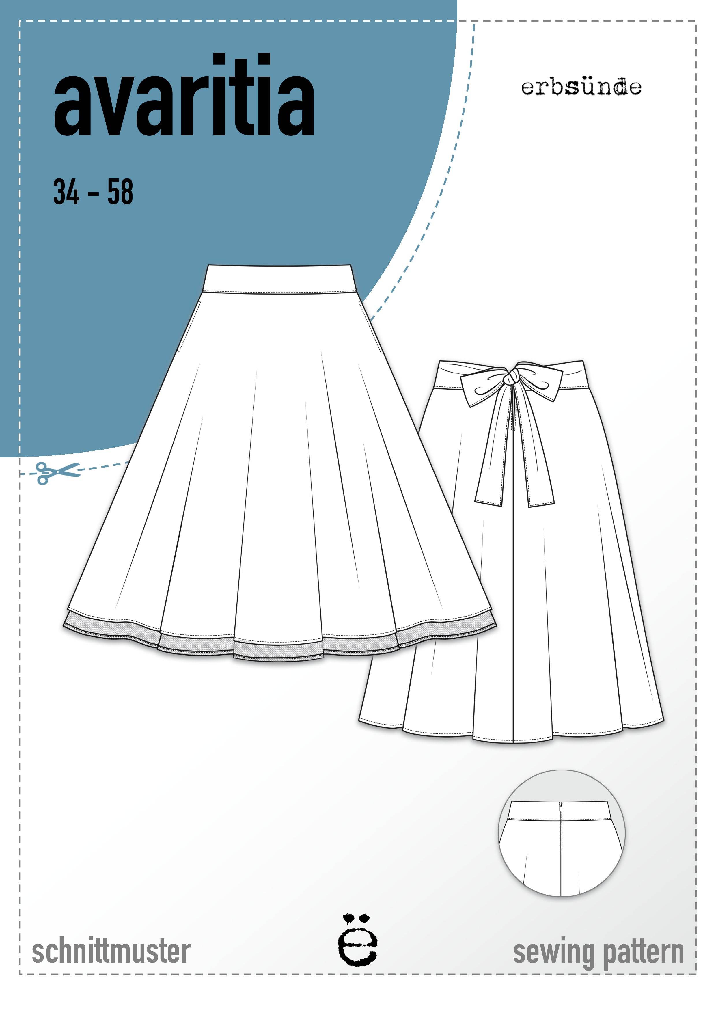 Schnittmuster Tellerrock mit Petticoat AVARITIA (34-58) : - Sewando