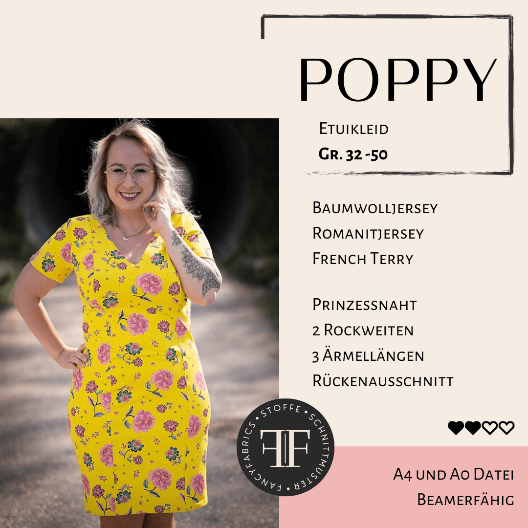 Schnittmuster und Ebook Kleid Poppy, Gr. 32-50 - Sewando