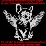 Stickdatei Engel Französische Bulldogge  "Abigal" - realistisch - FÜR HELLE STOFFE