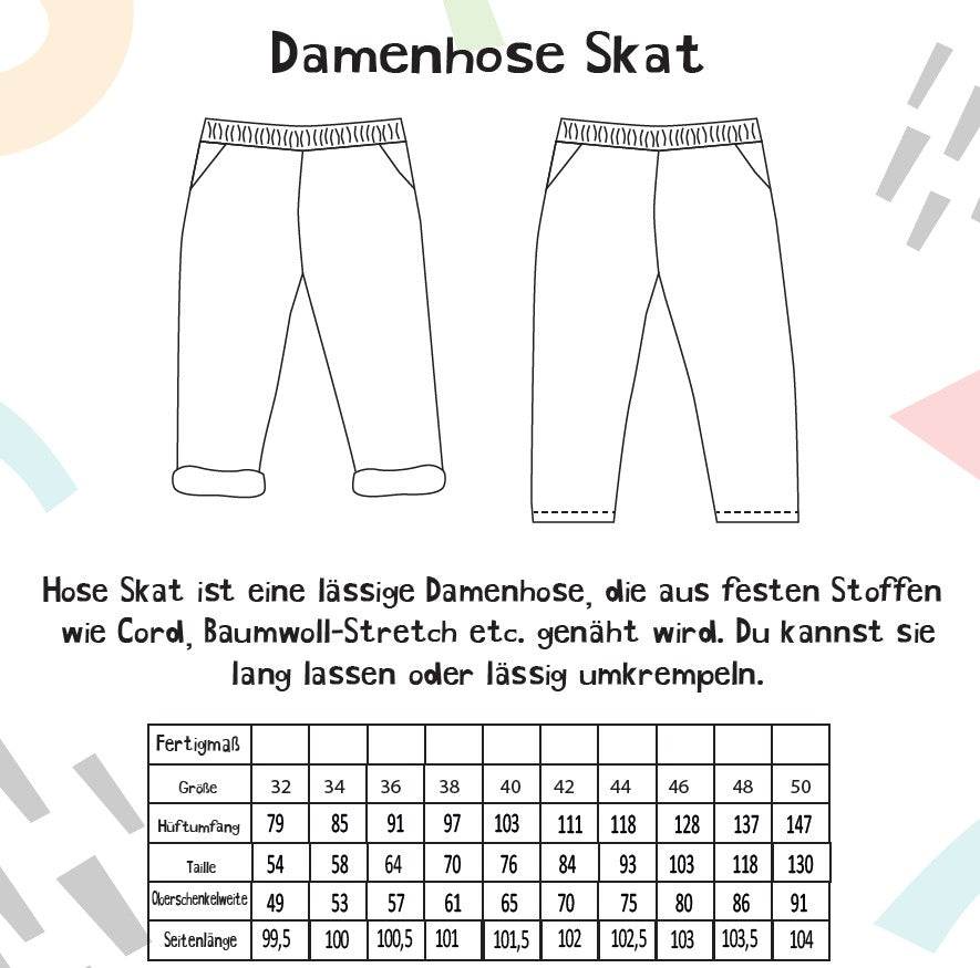 Schnittmuster Damenhose Skat Gr. 32-50 - Sewando