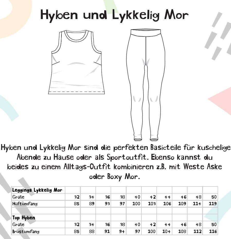 Schnittmuster Top Hyben und Leggins Lykkelig Gr. 32-50 - Sewando