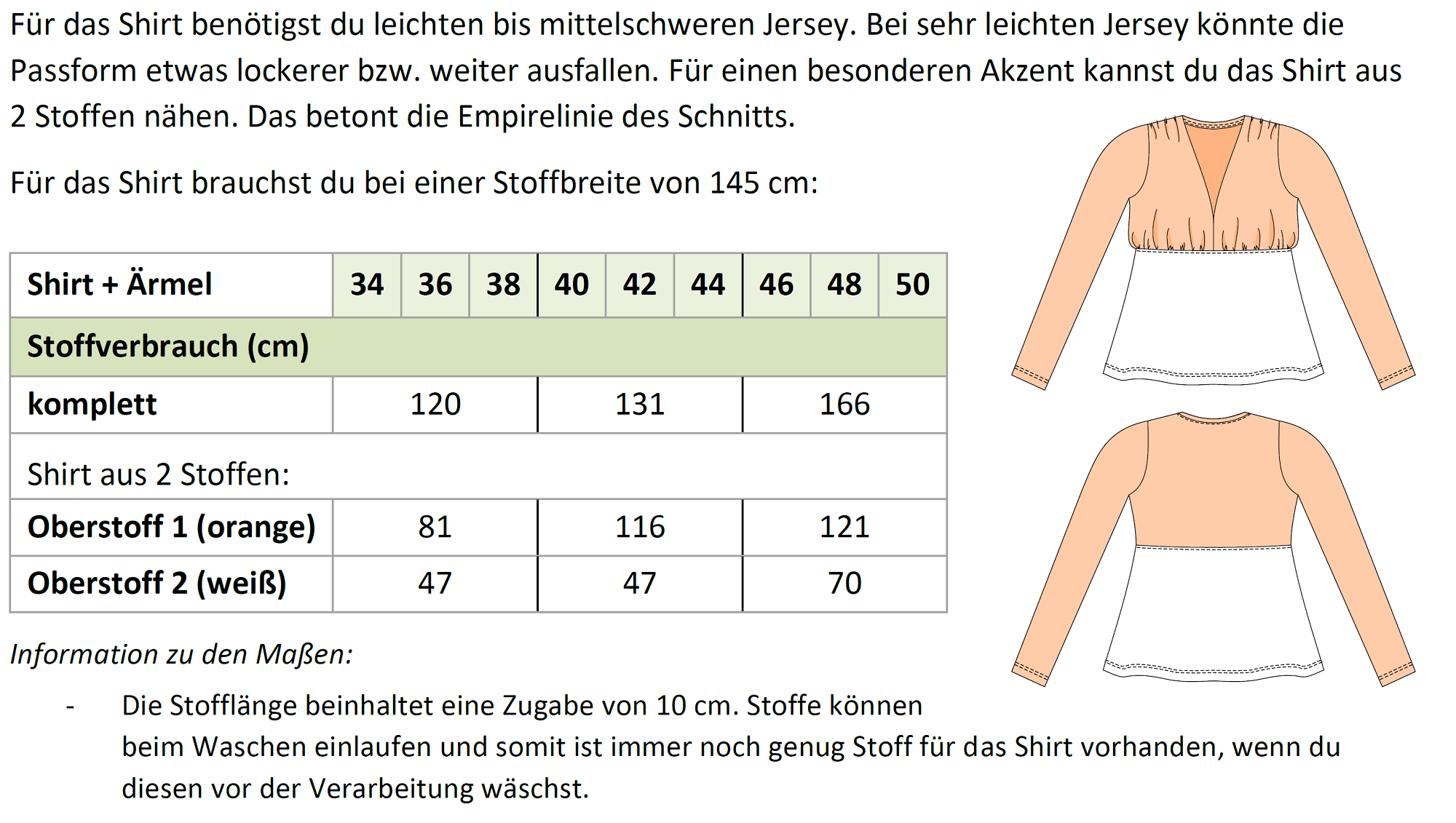 Schnittmuster Selina – Feminines Shirt mit Kräuselungen & V-Ausschnitt Gr. 34-50 / BU 80-116 - Sewando