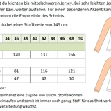 Schnittmuster Selina – Feminines Shirt mit Kräuselungen & V-Ausschnitt Gr. 34-50 / BU 80-116 - Sewando