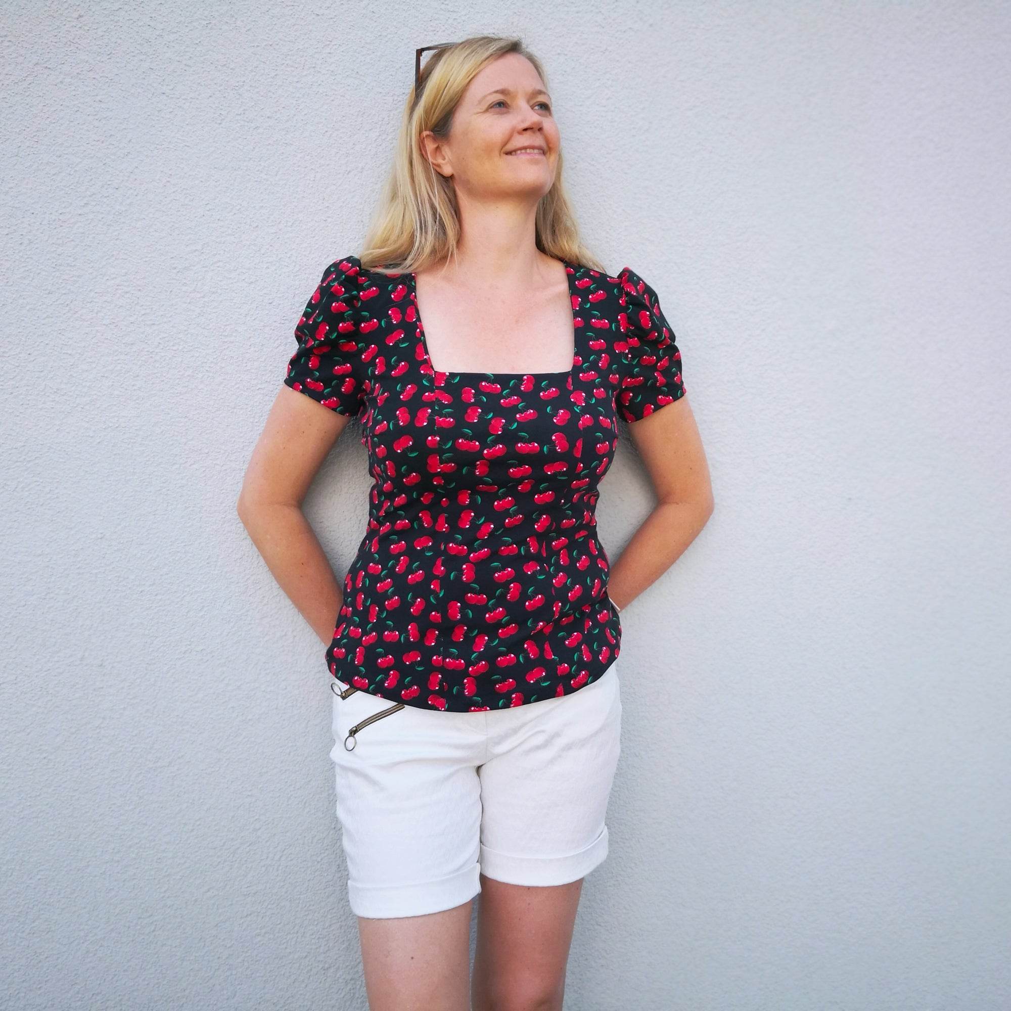 ARLETTE - Shirt mit eckigem Ausschnitt und optionalen Puffärmeln Gr. 34-54 - Sewando
