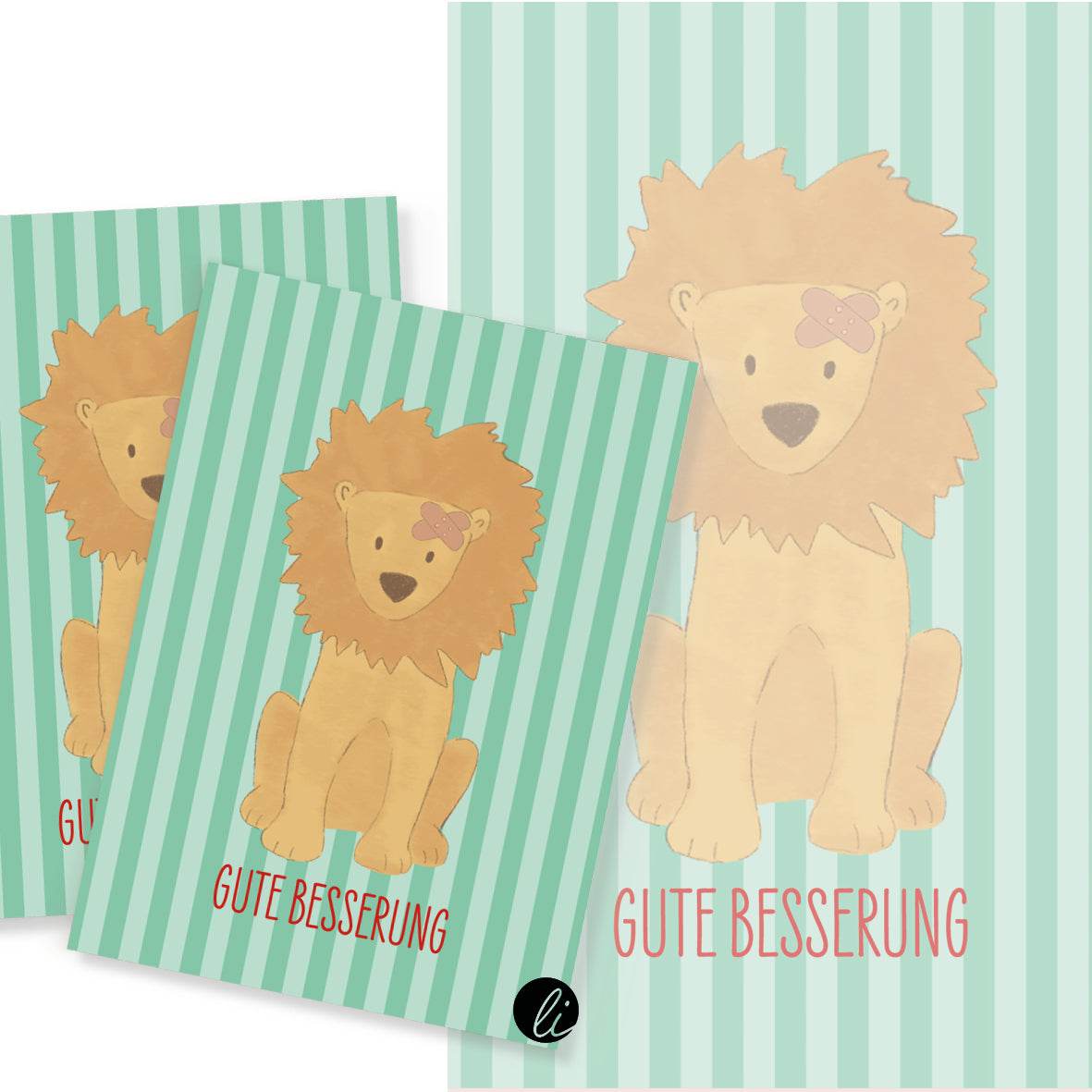 Löwe „Gute Besserung“ – Digitales Karten-Design - Sewando