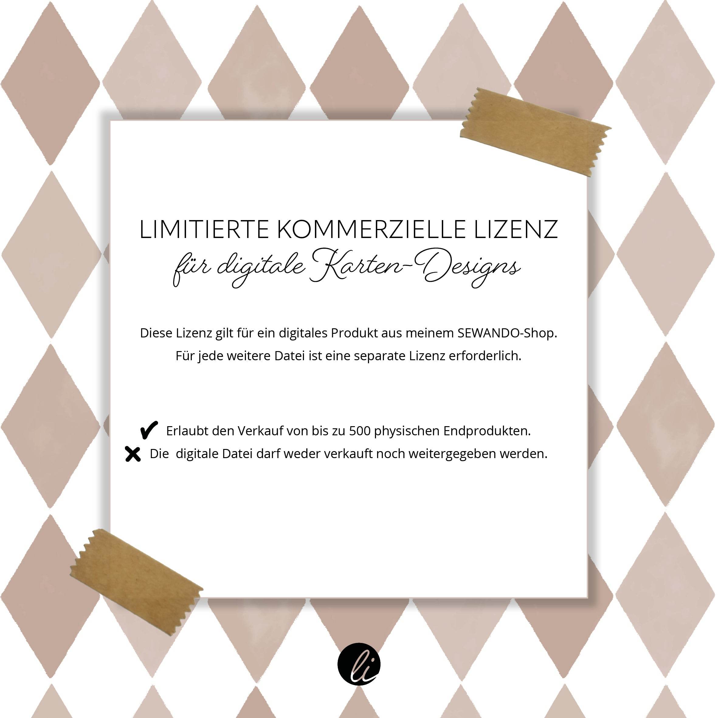 Limitierte Kommerzielle Lizenz für digitales Karten-Designs von Andrea Liesert - Sewando