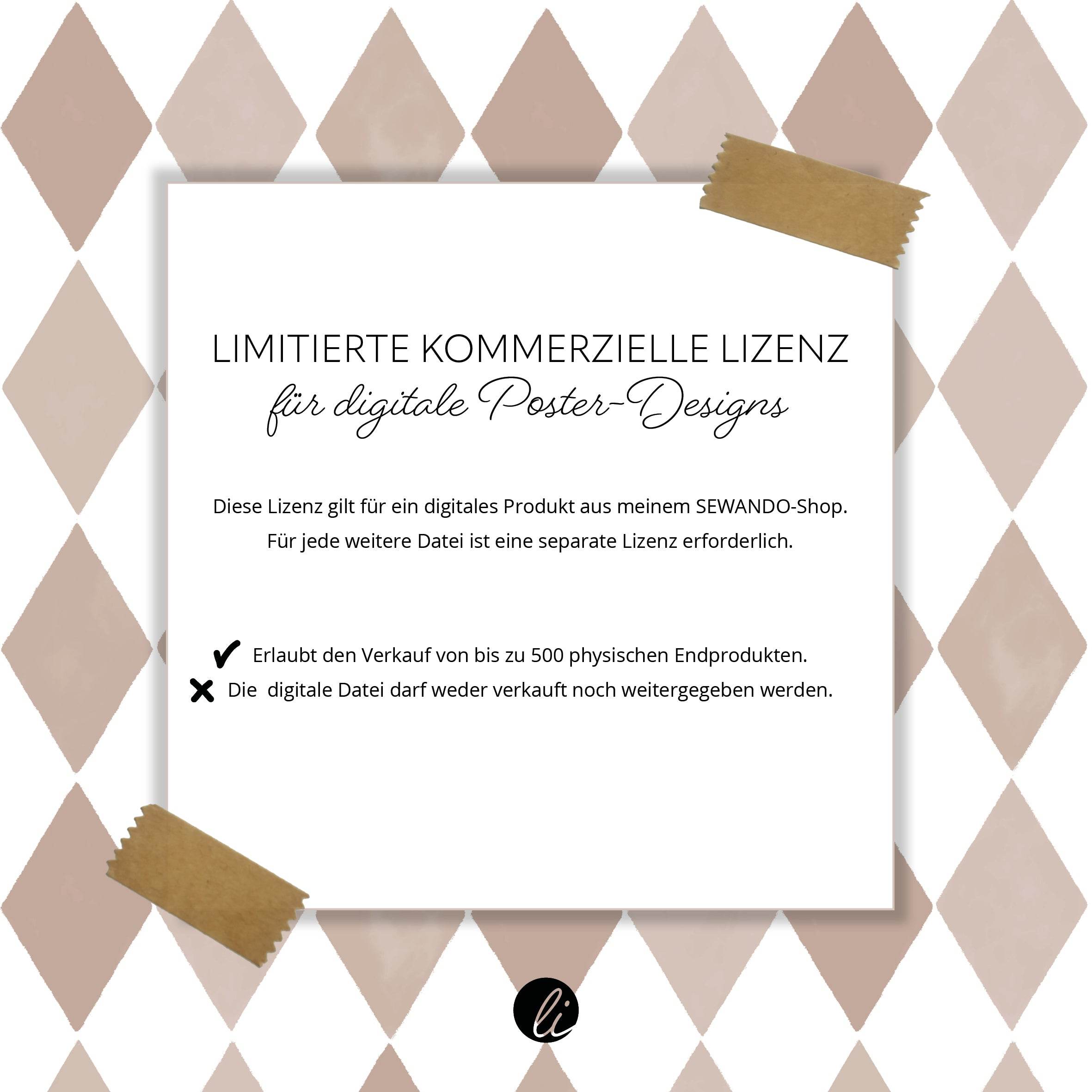 Limitierte Kommerzielle Lizenz für digitales Poster-Designs von Andrea Liesert - Sewando