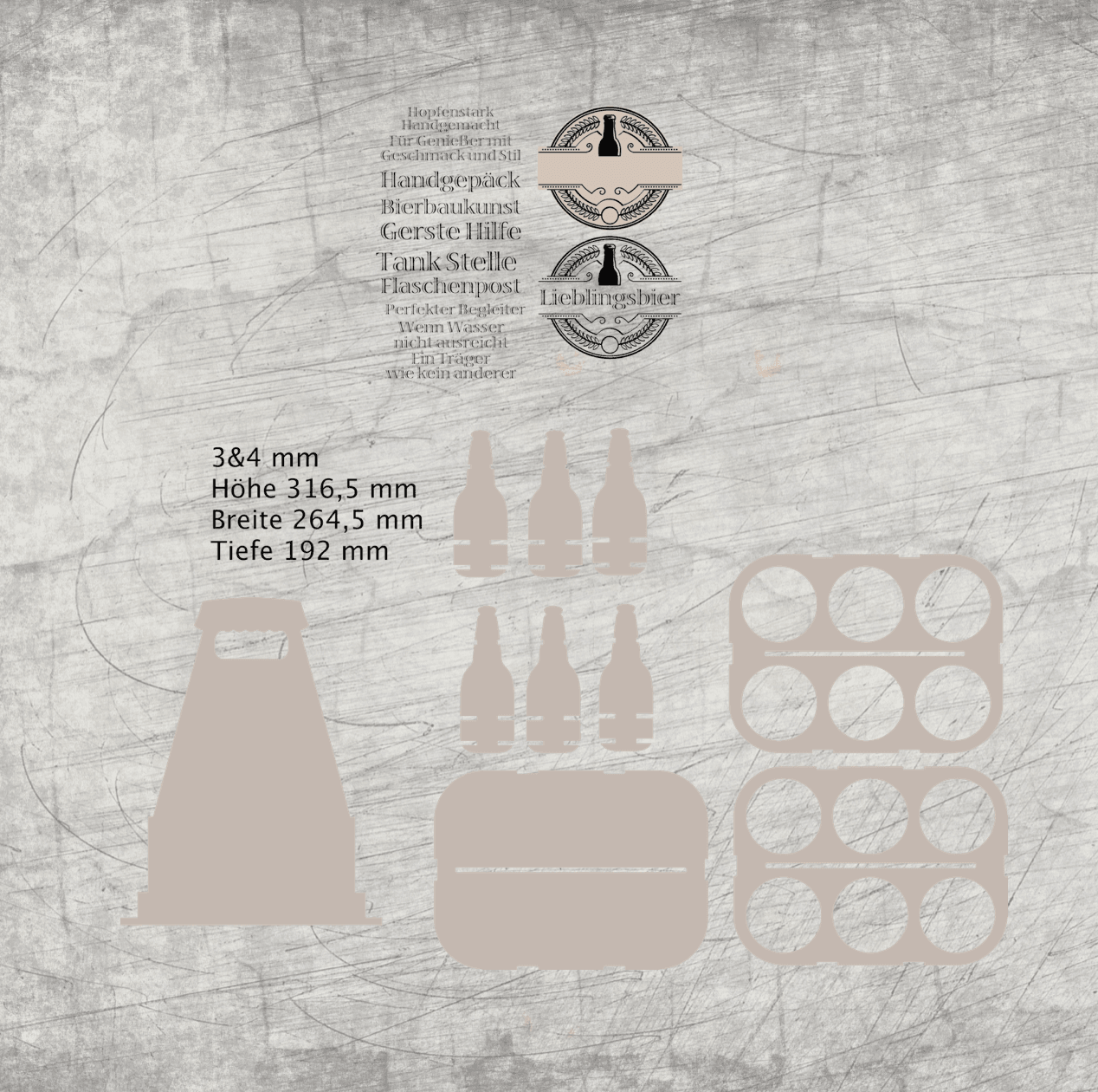 *3&4 mm Sixpack und Bieretiketten* Laserdatei - Sewando