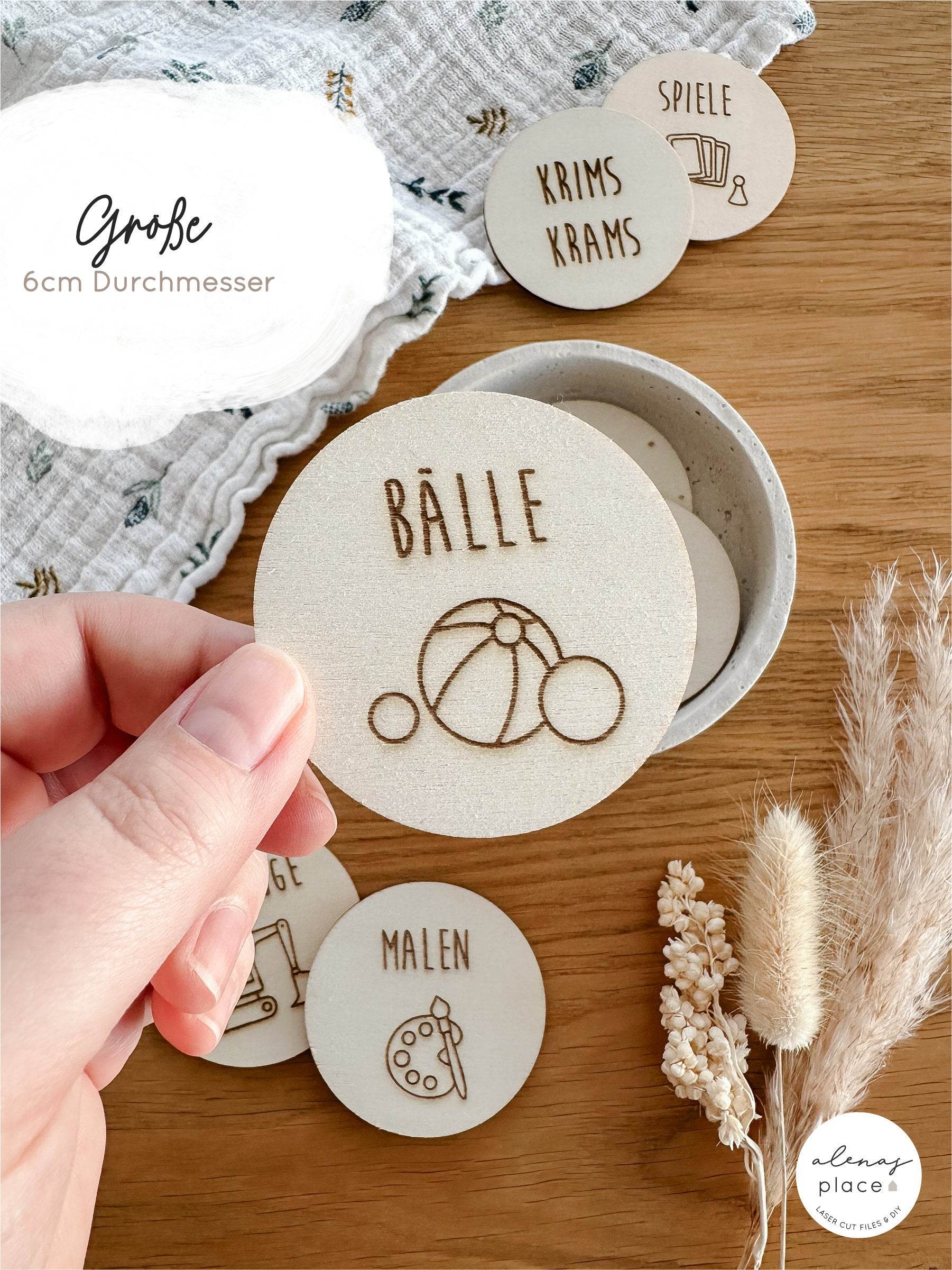 Laserdatei | 23 Schilder zur Spielzeugaufbewahrung | inkl. Gewerbelizenz - Sewando