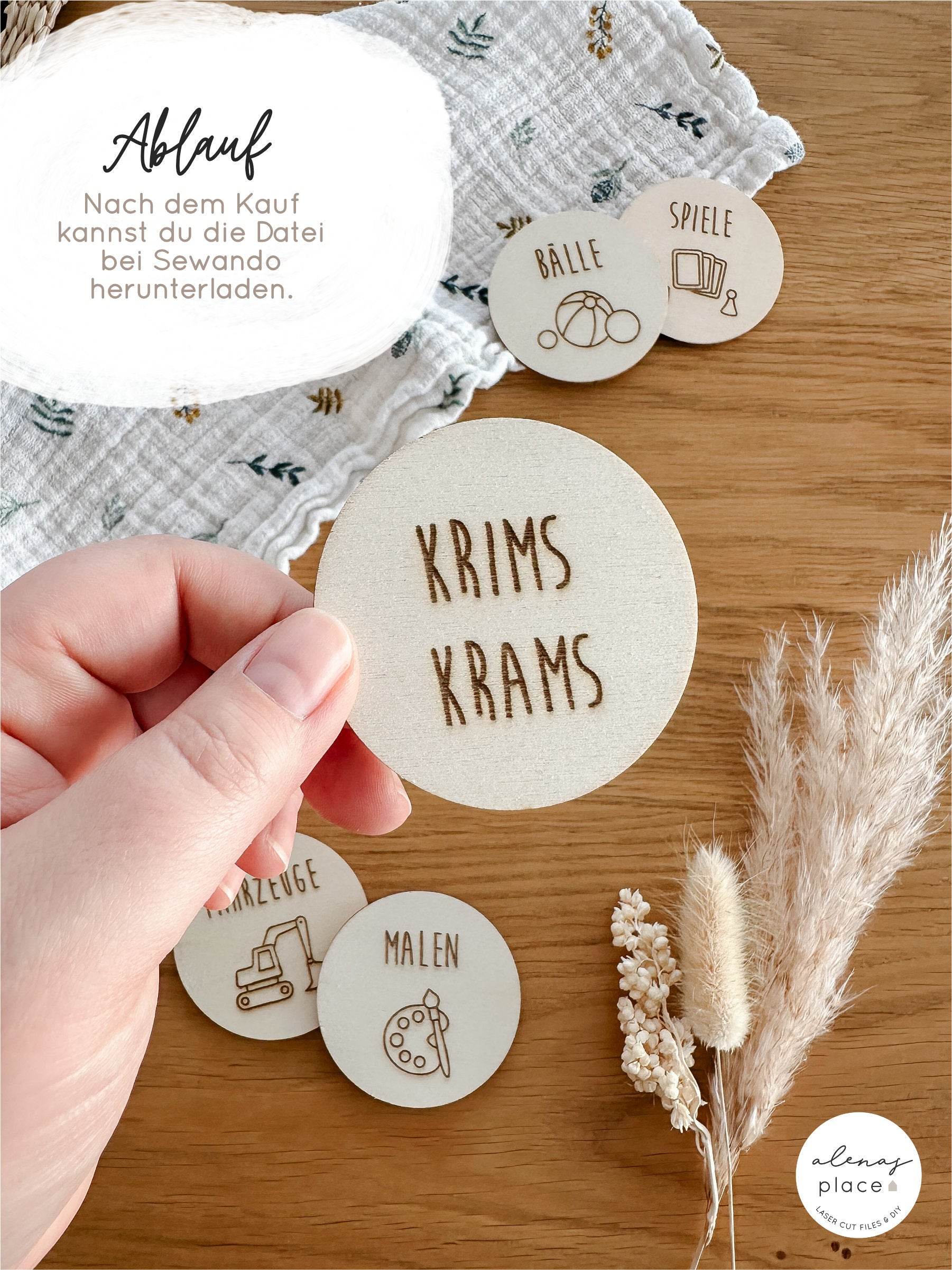 Laserdatei | 23 Schilder zur Spielzeugaufbewahrung | inkl. Gewerbelizenz - Sewando