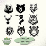 Tier Plotterdateien | 9 Spirit Animal Motive als SVG, PNG, EPS & DXF - Sewando