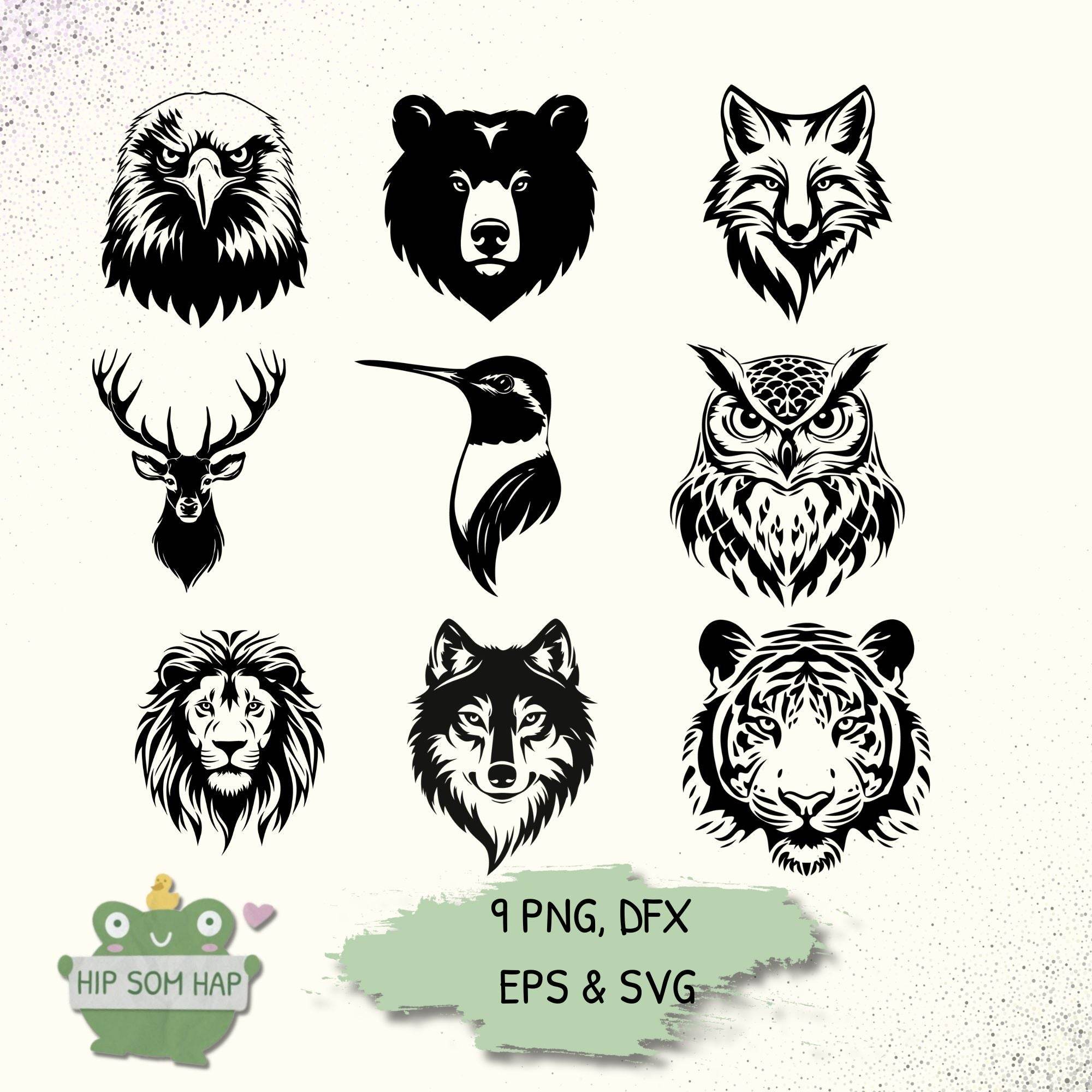 Tier Plotterdateien | 9 Spirit Animal Motive als SVG, PNG, EPS & DXF - Sewando