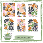 Plotterdatei Halloween Set – Geister & Kürbisse mit Blumen, 6 Motive - Sewando