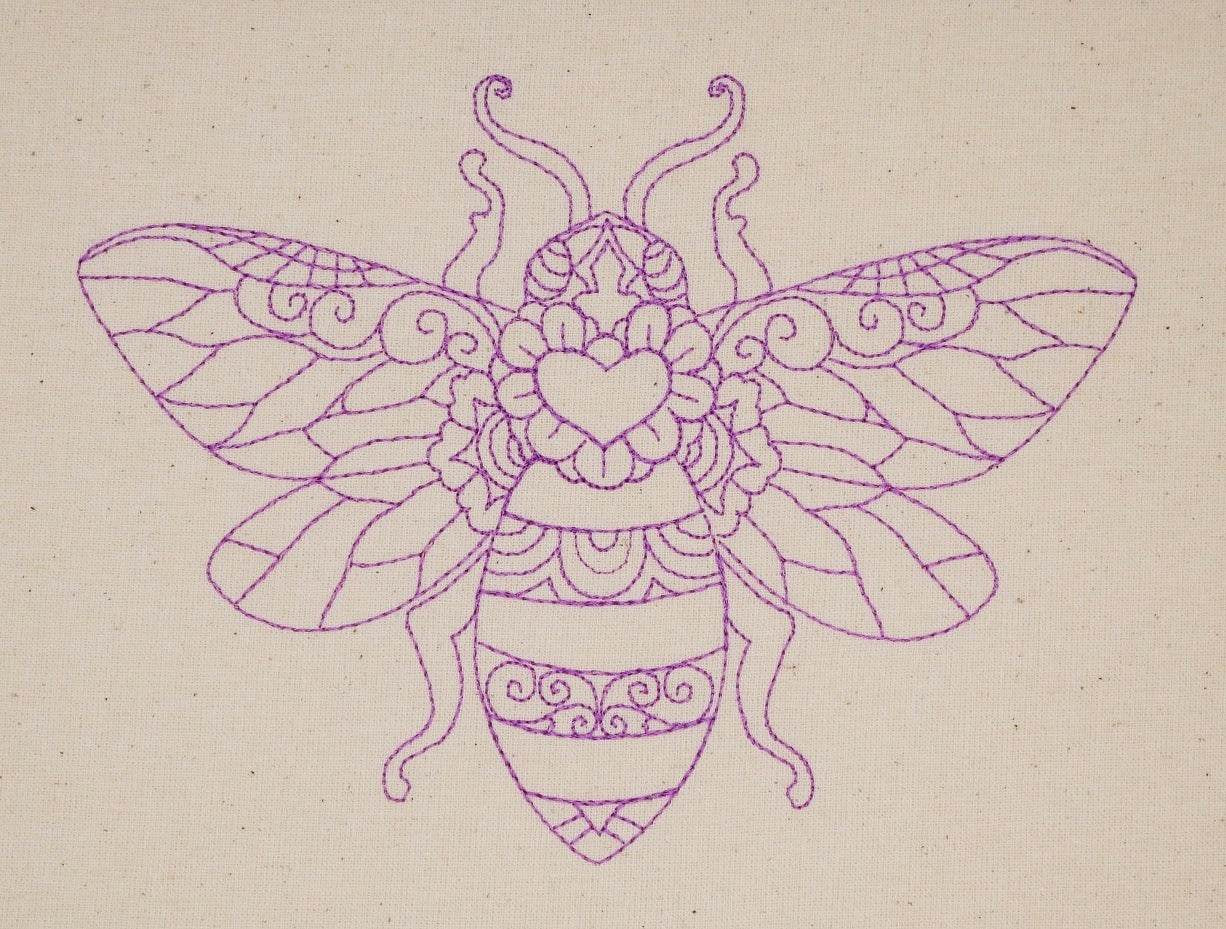 Stickdatei Set 4 Bienen sommerliche Linart Stickerei - Sewando