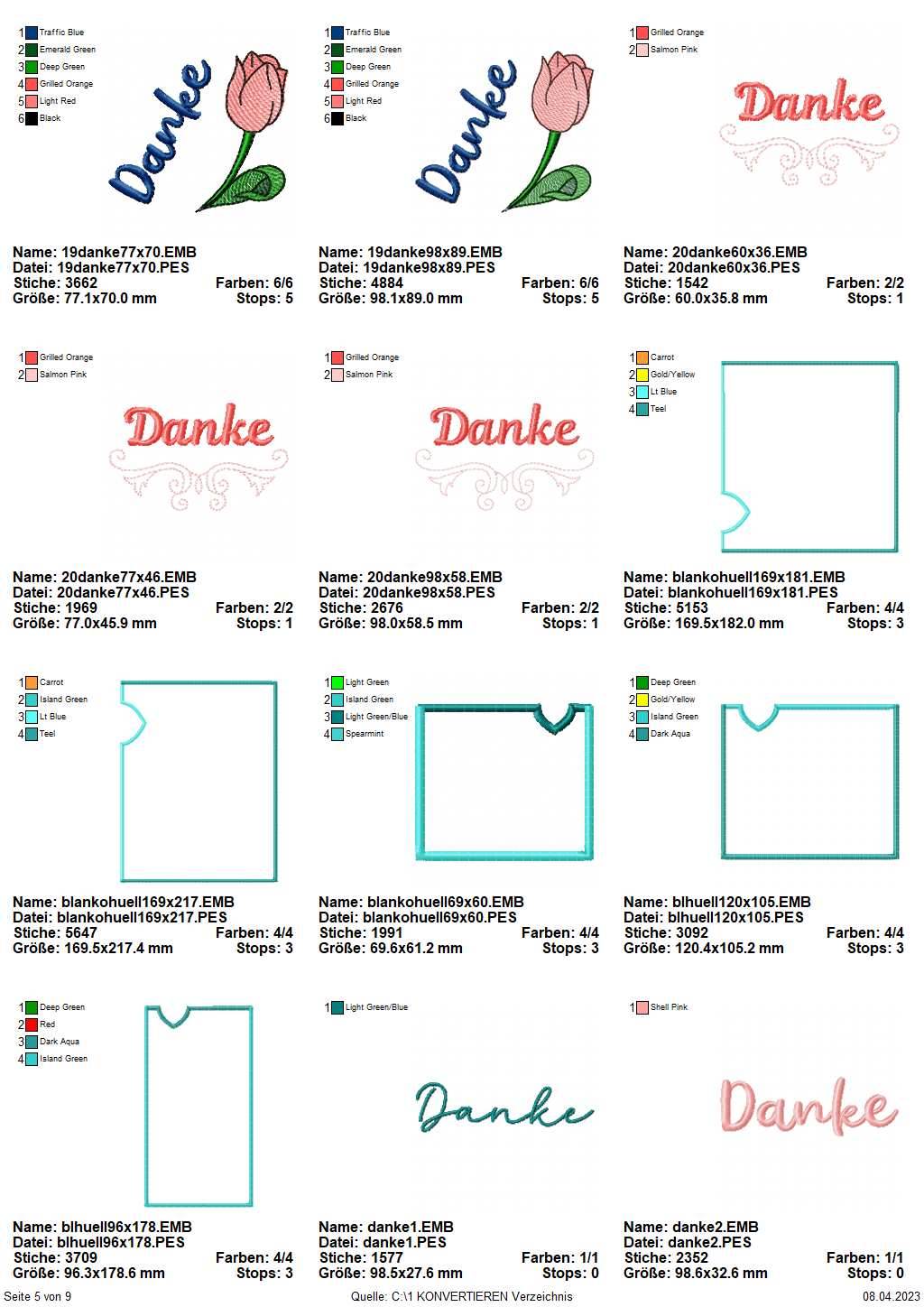 Stickdatei Set Danke ITH Schokohüllen, ITH Grußkarte, Anhänger und Einzelmotive - Sewando