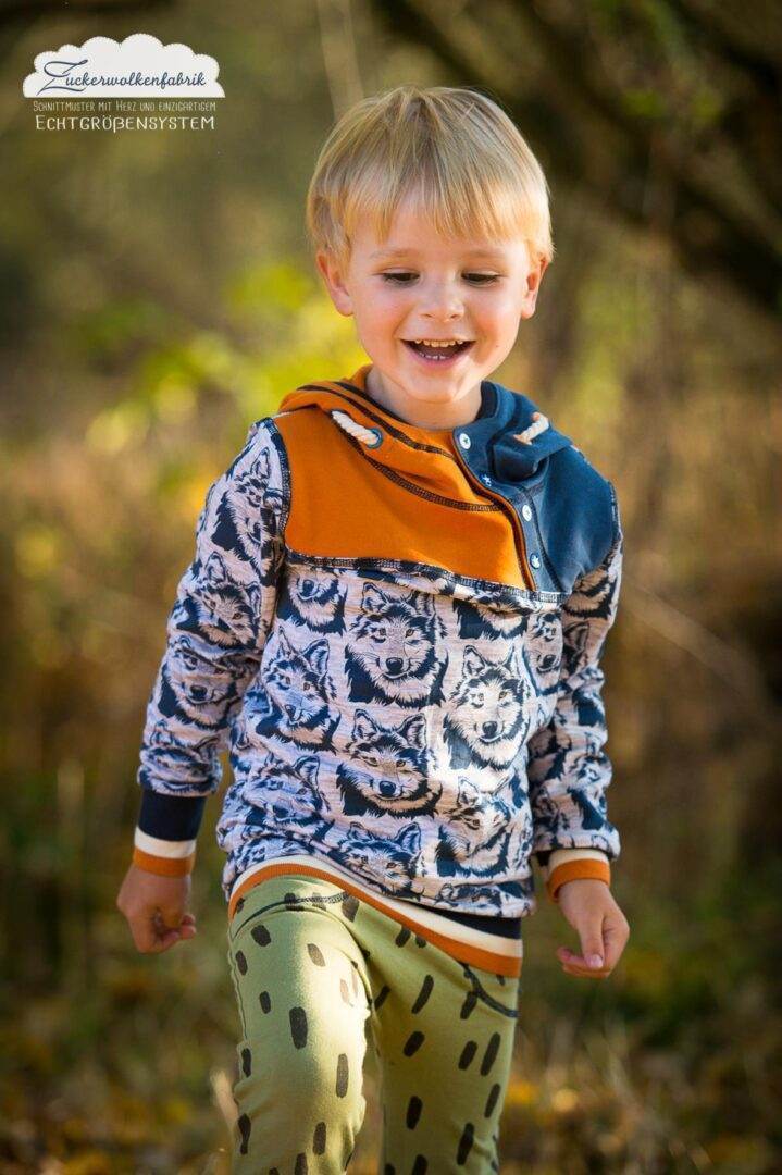 Big Swoodie Troyer, Hoodie, Knopfpullover für 105cm-140cm Körpergröße - Sewando