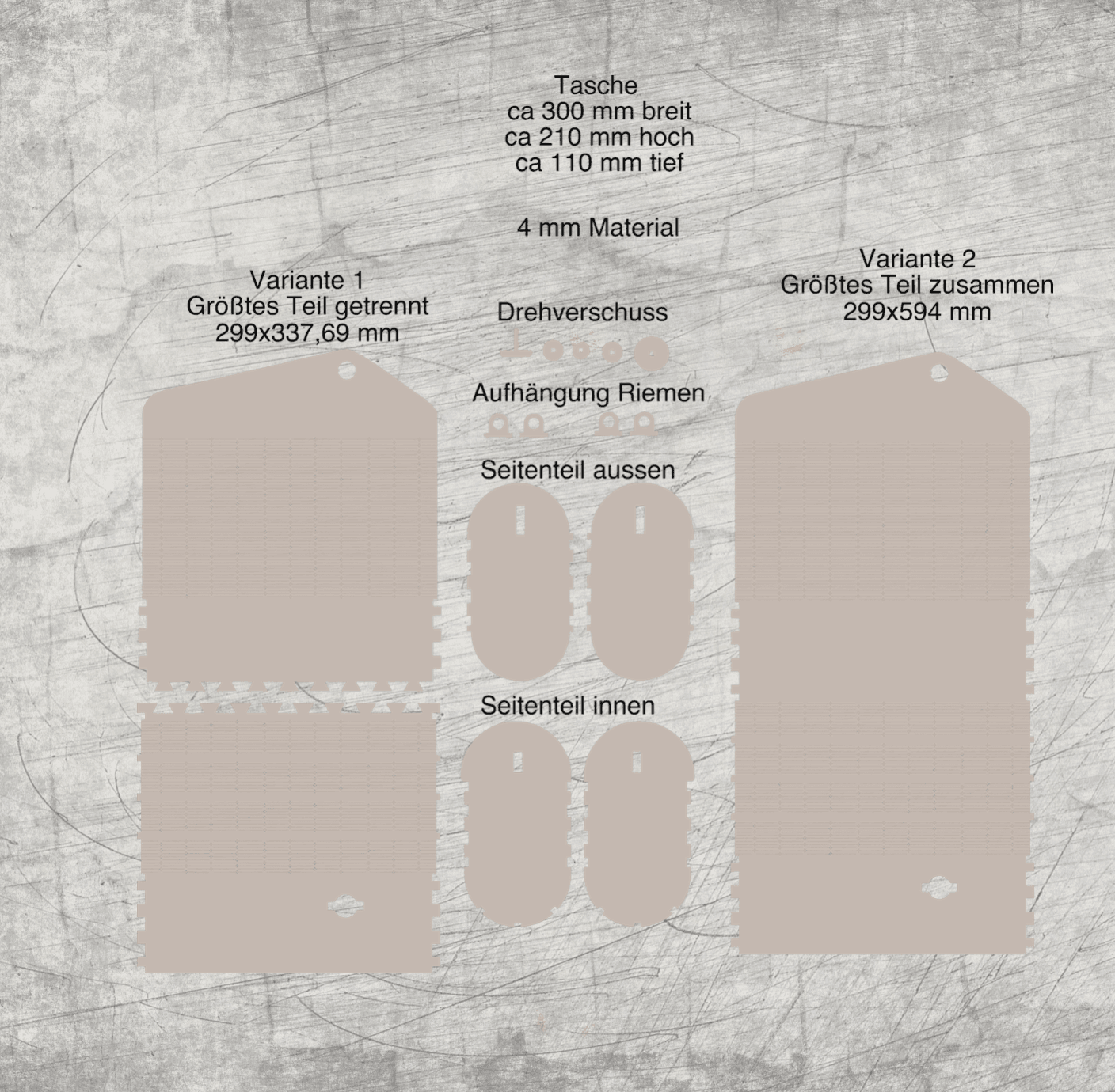 *Tasche* 3mm & 4 mm Laserdatei - Sewando