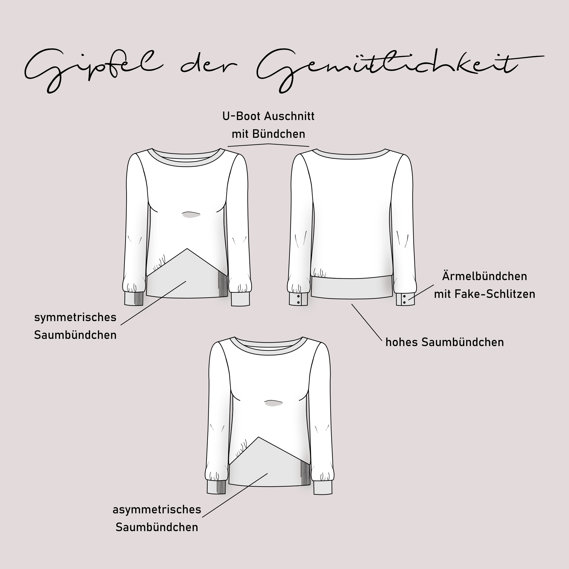Schnittmuster Pullover „Gipfel der Gemütlichkeit“ Damen Gr. 32 - 62 : - Sewando