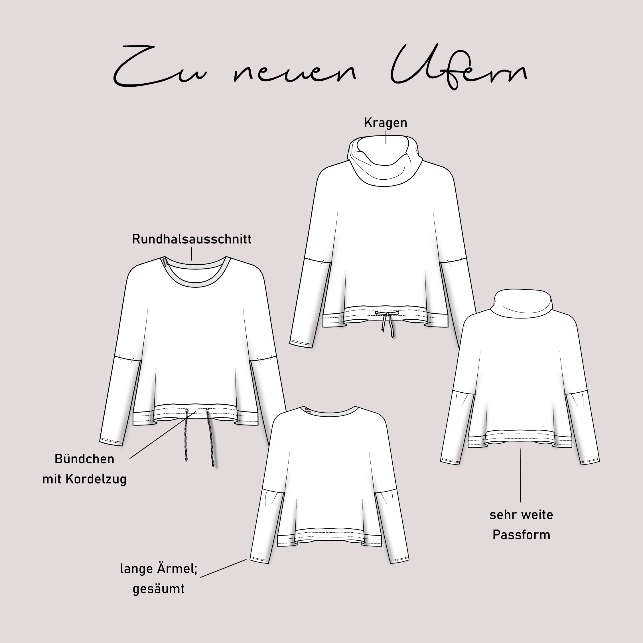 Schnittmuster Pullover „Zu neuen Ufern“ Damen Gr. 32- 62 - Sewando