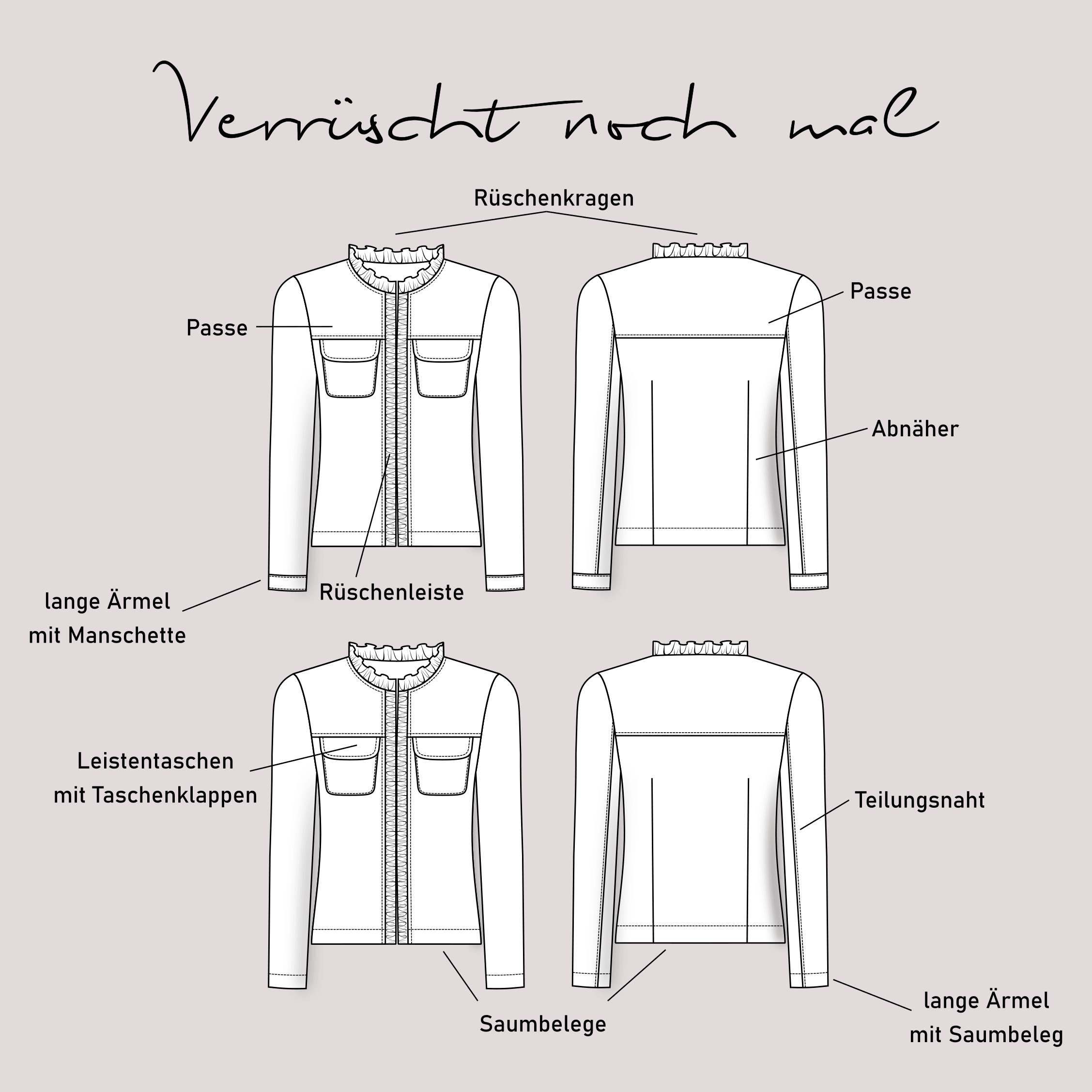 Schnittmuster Jacke „Verrüscht noch mal“ Damen Gr. 32 - 62 - Sewando