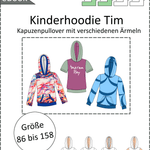 Schnittmuster Tim – Kinderhoodie mit Kapuze, lange, kurze Ärmel & Kängurutasche Gr. 86-158 - Sewando