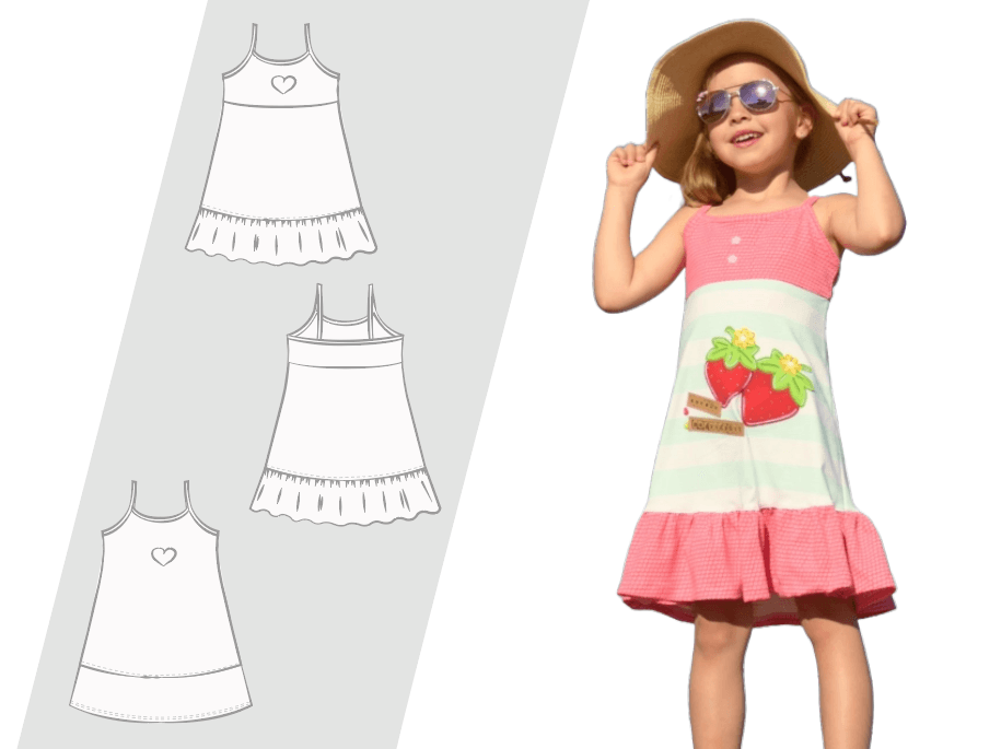 Schnittmuster und Nähanleitung Trägerkleid Lara Gr. 80–164 - Sewando