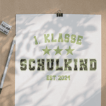 Schulkind 1.Klasse 2025 Camouflage grün - Plotterdatei - Sewando