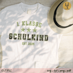 Schulkind 1.Klasse 2025 Camouflage grün - Plotterdatei - Sewando