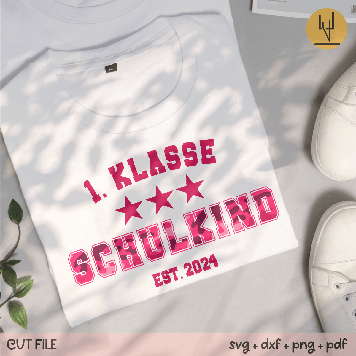 Schulkind 1.Klasse 2025 Camouflage pink - Plotterdatei - Sewando