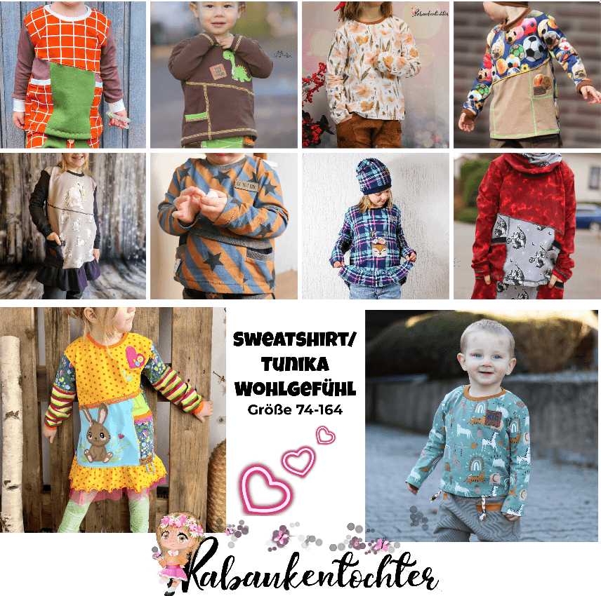 Schnittmuster Sweatshirt Wohlgefühl Größe 74-164 - Sewando