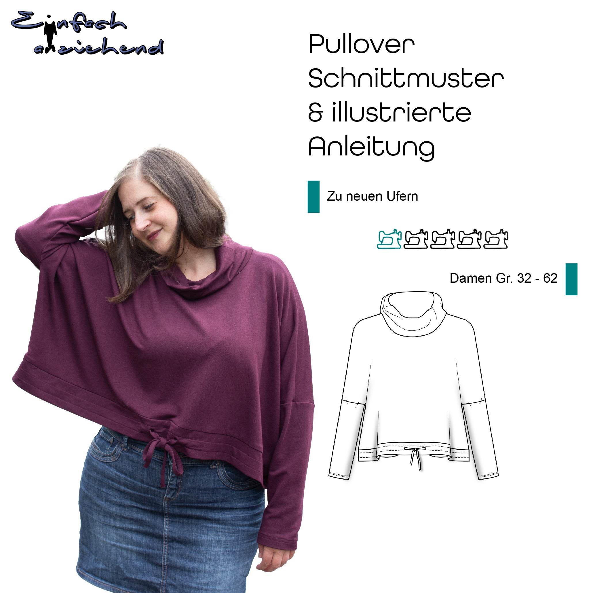 Schnittmuster Pullover „Zu neuen Ufern“ Damen Gr. 32- 62 - Sewando