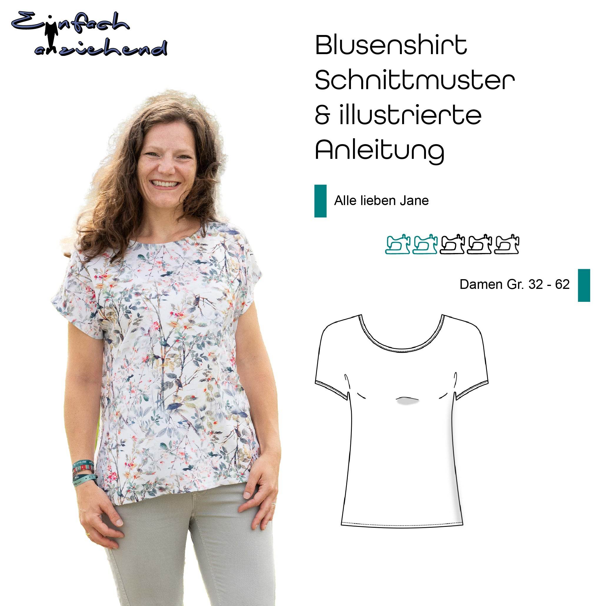 Schnittmuster Blusenshirt „Alle lieben Jane“ Damen Gr. 32 - 62 - Sewando