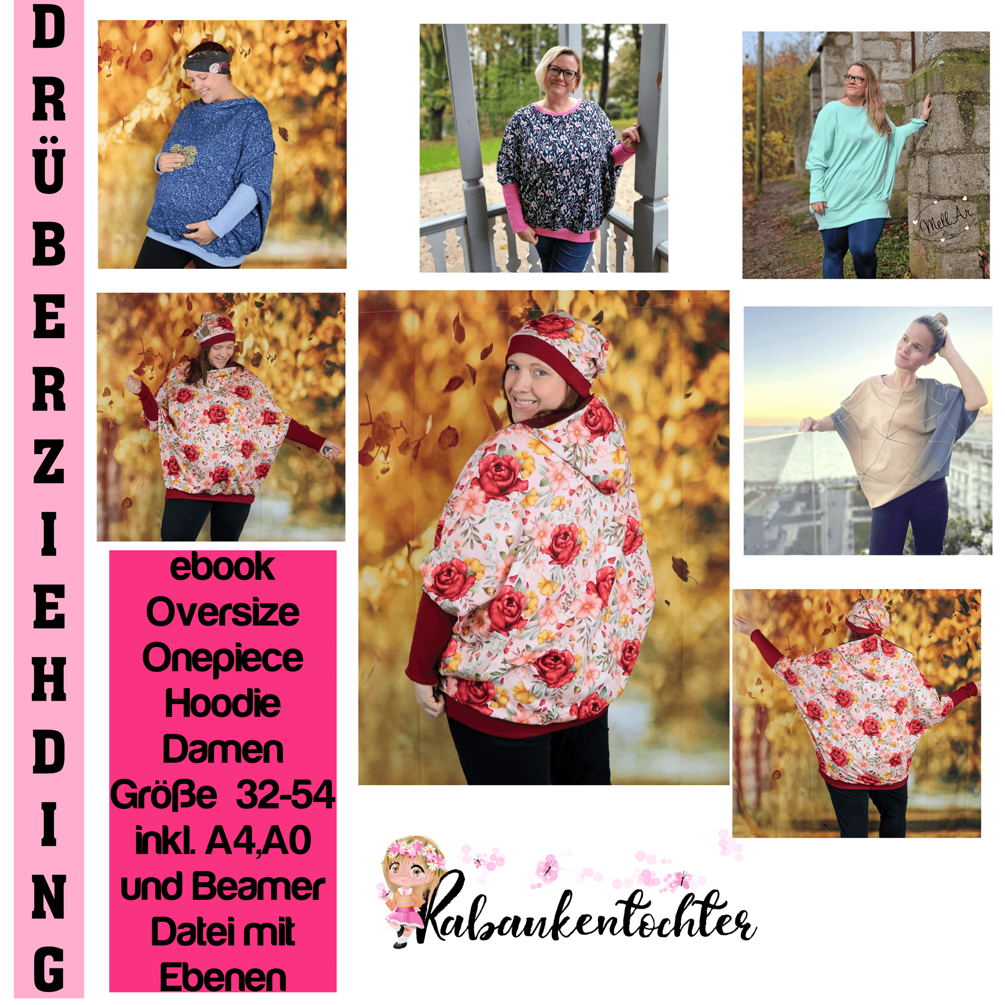 Schnittmuster Drüberziehding Damen Onepiece-Pullover Größe 32-54 - Sewando