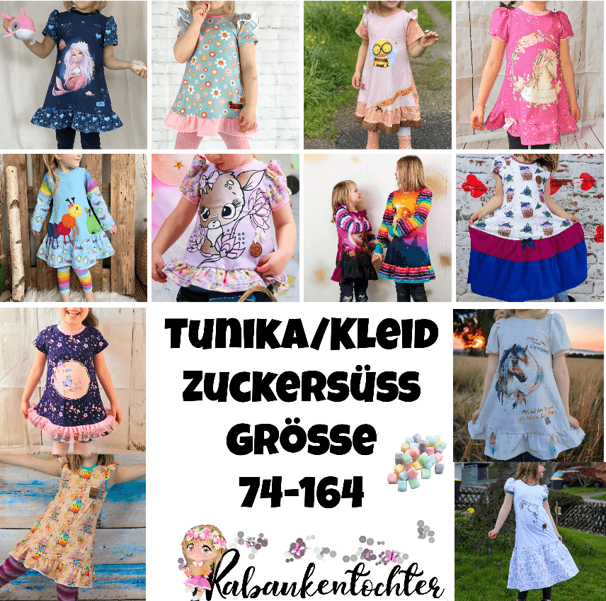 Schnittmuster Tunika/Kleid Zuckersüß Größe 74-164 - Sewando