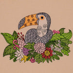 Stickdatei Set Toucan mit sommerlich tropischen Blumenbouquet - Sewando