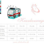 Krankenwagen Stickdatei – süßes Einsatzfahrzeug für Kinderstickereien - Sewando