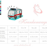 Krankenwagen Stickdatei – süßes Einsatzfahrzeug für Kinderstickereien - Sewando