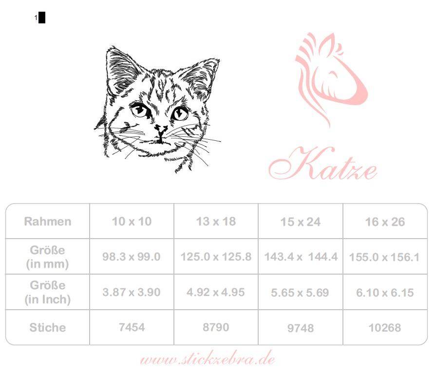 Katze Stickdatei, zartes Skizzen-Katzenportrait für deine Stickmaschine - Sewando