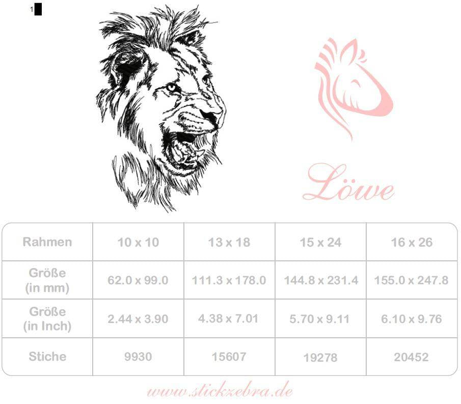 Löwe Stickdatei – Ausdrucksstarkes Löwenkopf-Motiv für kraftvolle Stickprojekte - Sewando