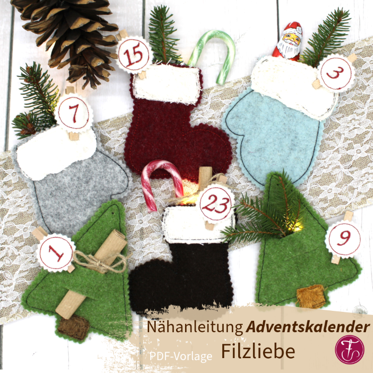 handschuh weihnachtsbaum anleitung Nähanleitung Filzliebe Handschuh Tannenbaum Stiefel Adventskalender – Sewando