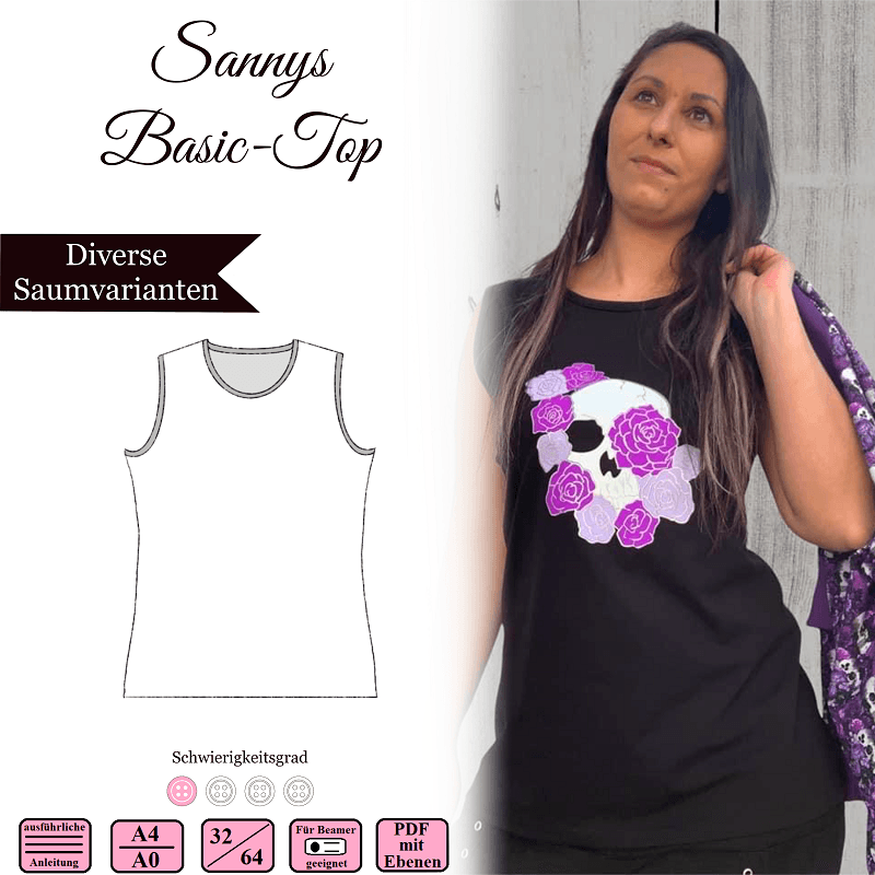 Sannys Basic Top - Gr 32-64 - EBook und Nähanleitung - Sewando