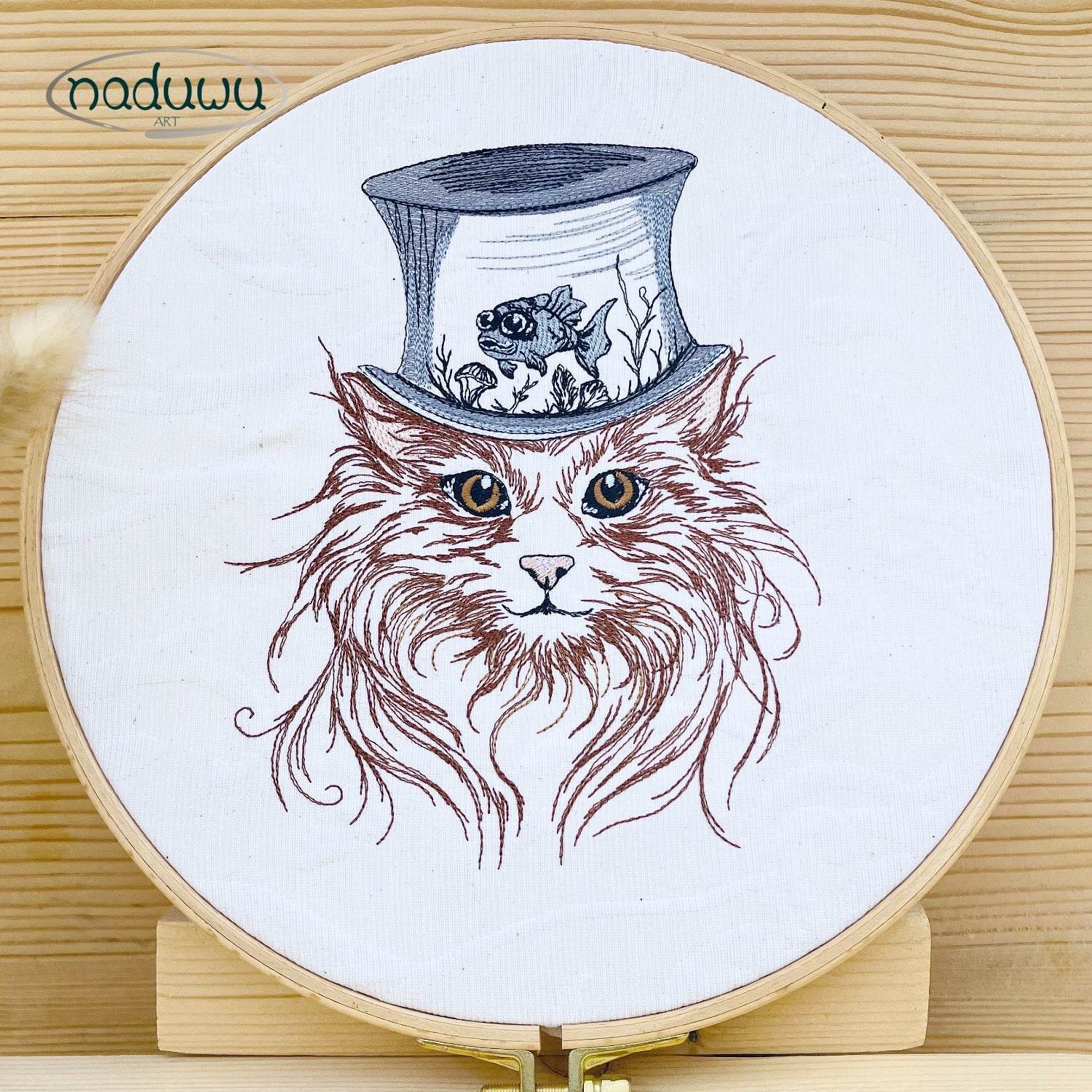 Stickdatei Katze Steampunk Set 7 Größen, Steampunkkatze Scribble ab 9x10 - Sewando